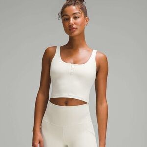 Lululemon Align Ribbed Henley Tank Top 6 Bone perfect condition